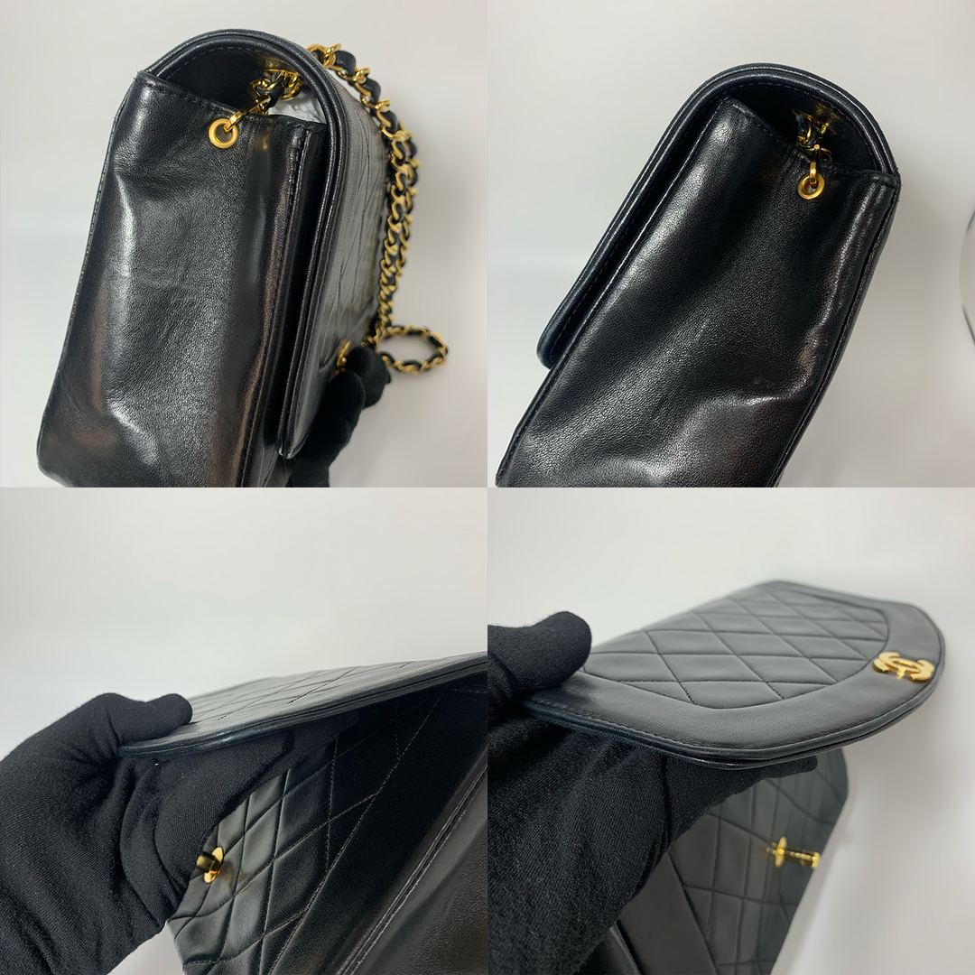 Chanel Vintage Black Medium Diana Flap Bag in Lambskin with Gold Hardware