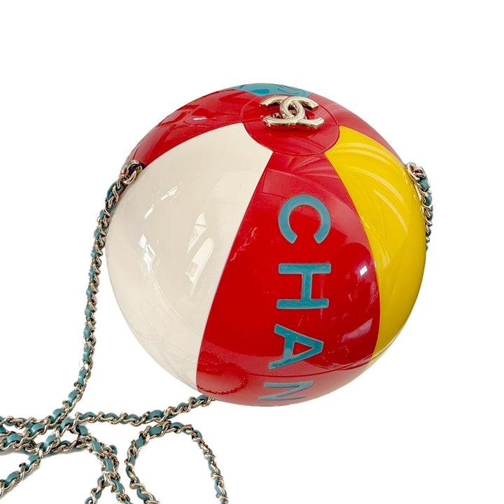 Chanel Coco Beach Ball Minaudiere in Red Yellow White Blue Gold Hardware