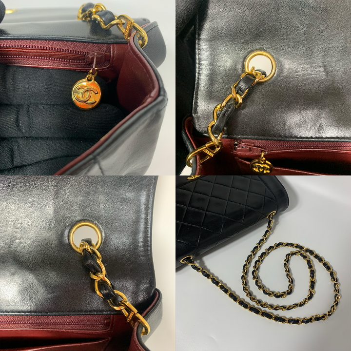 Chanel Vintage Black Medium Diana Flap Bag in Lambskin with Gold Hardware