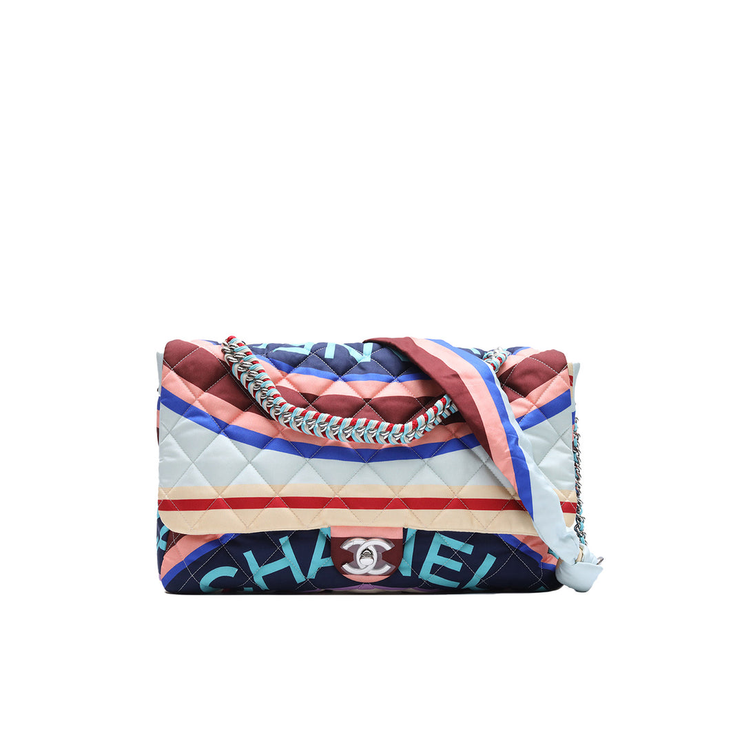 Chanel *Limited Edition* Big Matelasse Fabric Single Flap Single Chain Bag Multicolor Silver Metal Fittings