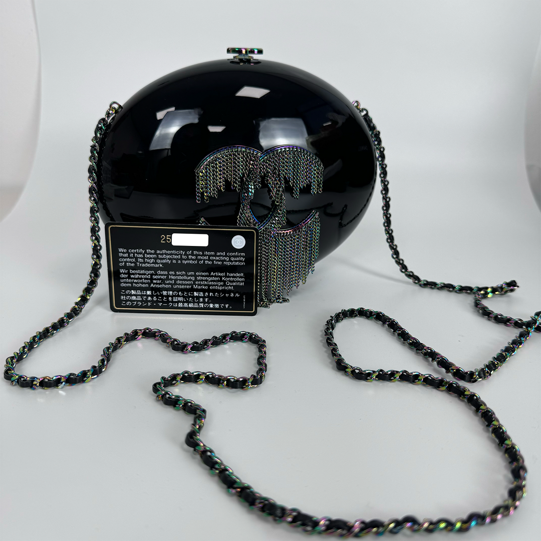 Chanel Holographic Chain Fringe CC Minaudiere in Black Plexiglass
