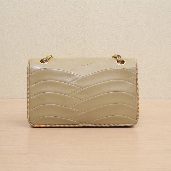 Chanel Vintage CC Small Wave Single Lambskin Flap Beige