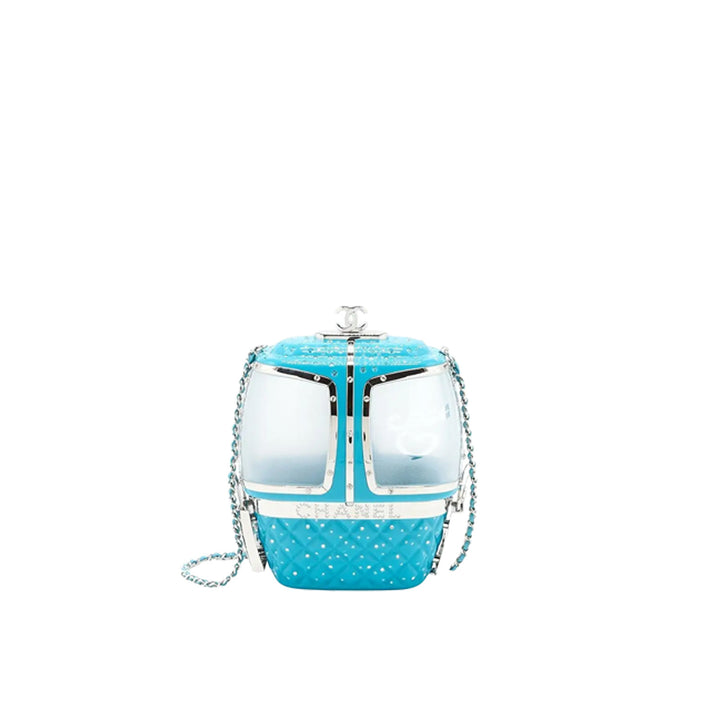 Chanel Minaudière Blue Snow Gondola Cable Car Silver-Tone Hardware Bag *Extreme Rare*