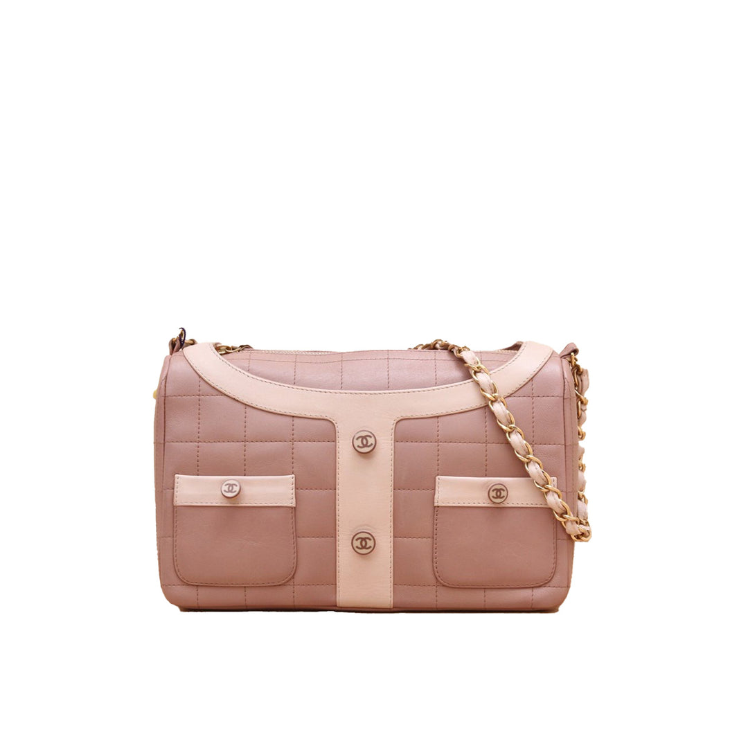 Chanel Calfskin Quilted Mademoiselle Jacket Shoulder Bag Dusty Pink