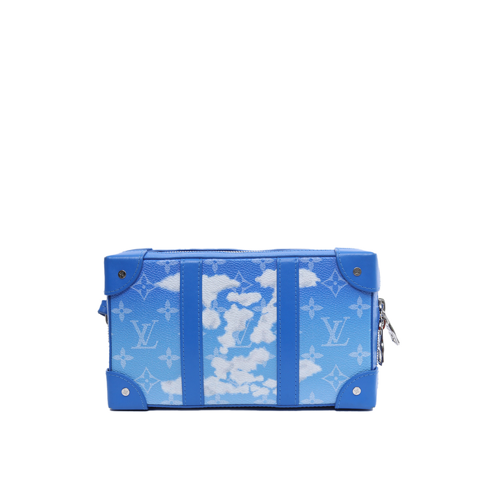Louis Vuitton Virgil Abloh 2020 Blue Monogram Clouds Coated Canvas Soft Trunk Wallet Silver Hardware