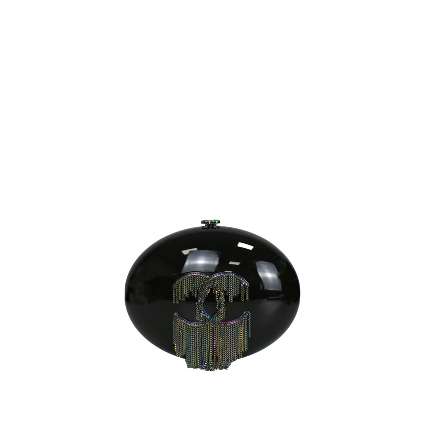 Chanel Holographic Chain Fringe CC Minaudiere in Black Plexiglass.
