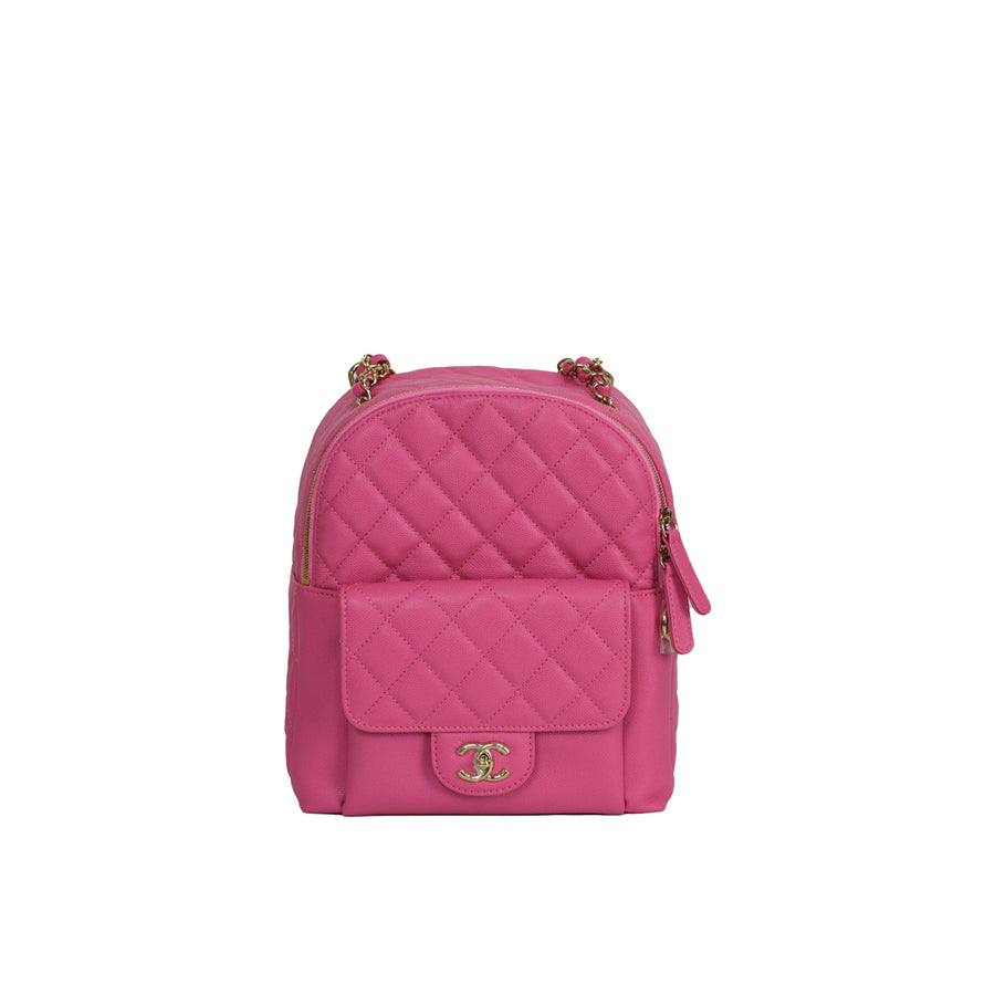 Chanel CC Day backpack in pink caviar leather, in size medium.