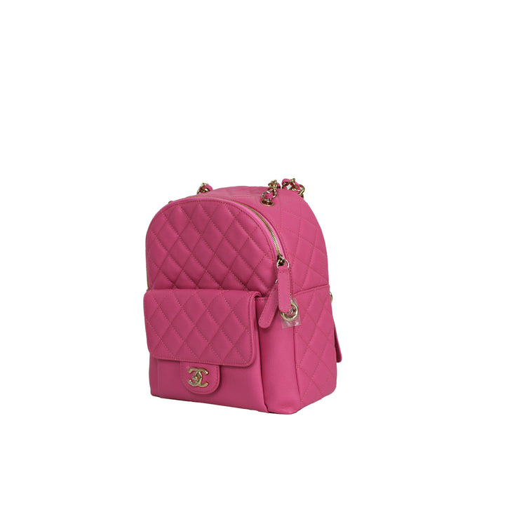 This Chanel backpack features the iconic caviar leather, and with gold-toned hardware.