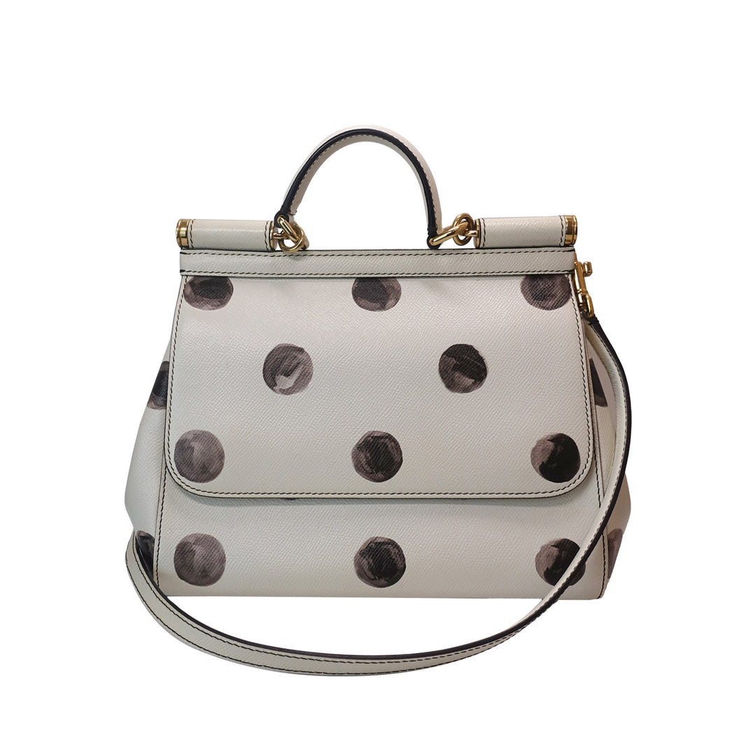 Dolce & Gabbana Sicily bag with black polka dots in size large.