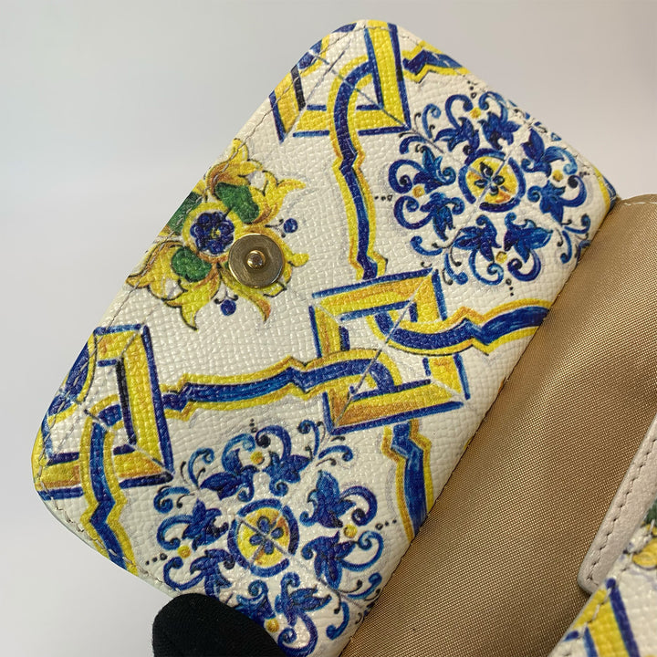 Dolce & Gabbana Majolica Print Miss Sicily Mini Bag in White Blue Yellow
