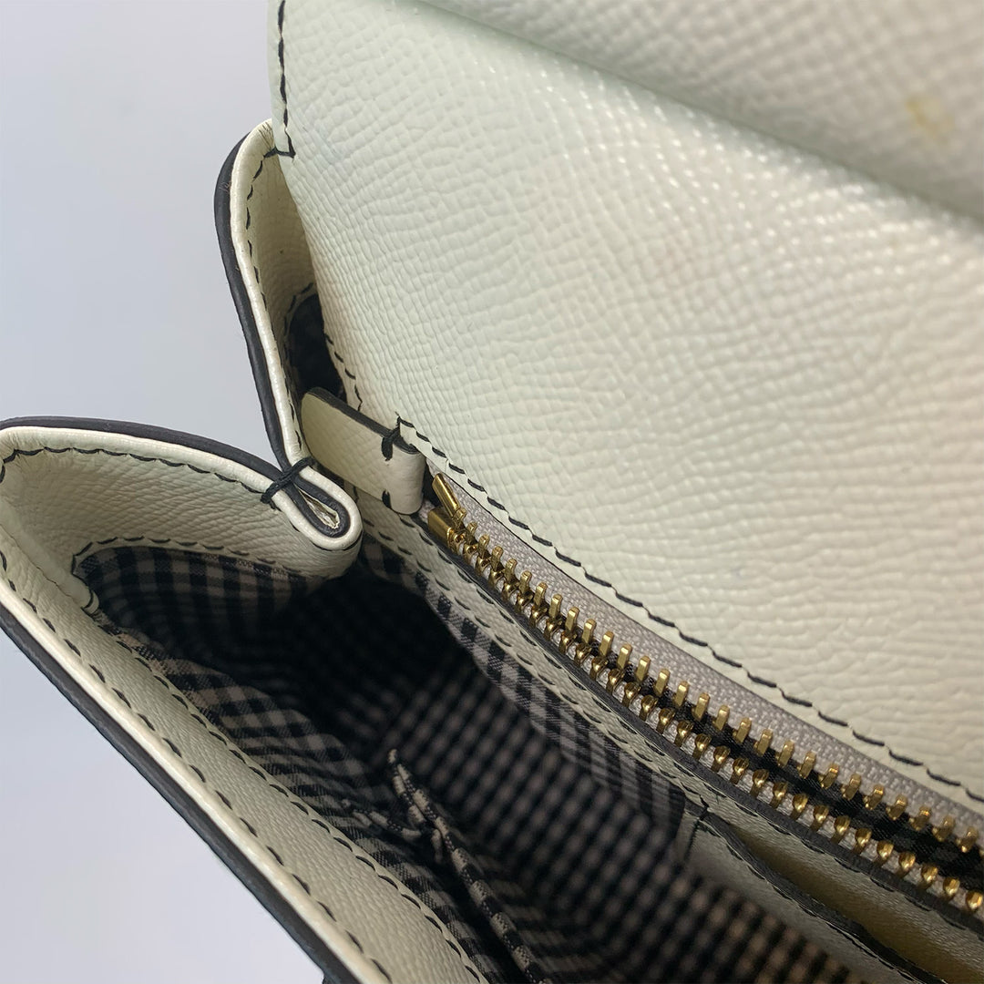 Dolce & Gabbana Large Sicily Bag White Grained Leather with Black Polka Dot Print