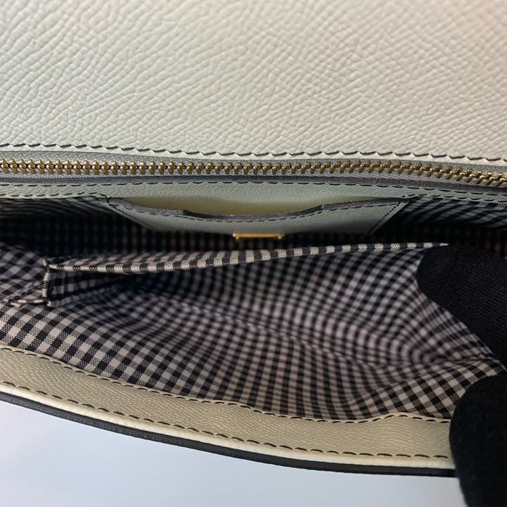 Dolce & Gabbana Large Sicily Bag White Grained Leather with Black Polka Dot Print