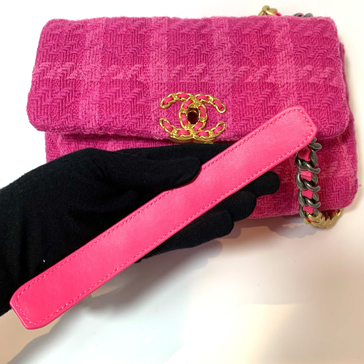 Chanel Medium 19 Flap Bag in Pink Tweed with Mixed Hardware