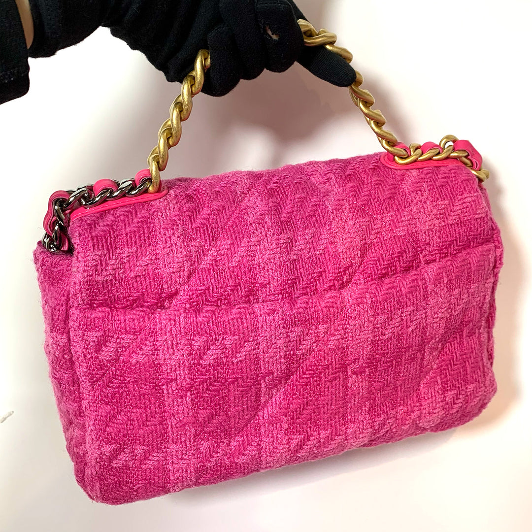 Chanel Medium 19 Flap Bag in Pink Tweed with Mixed Hardware