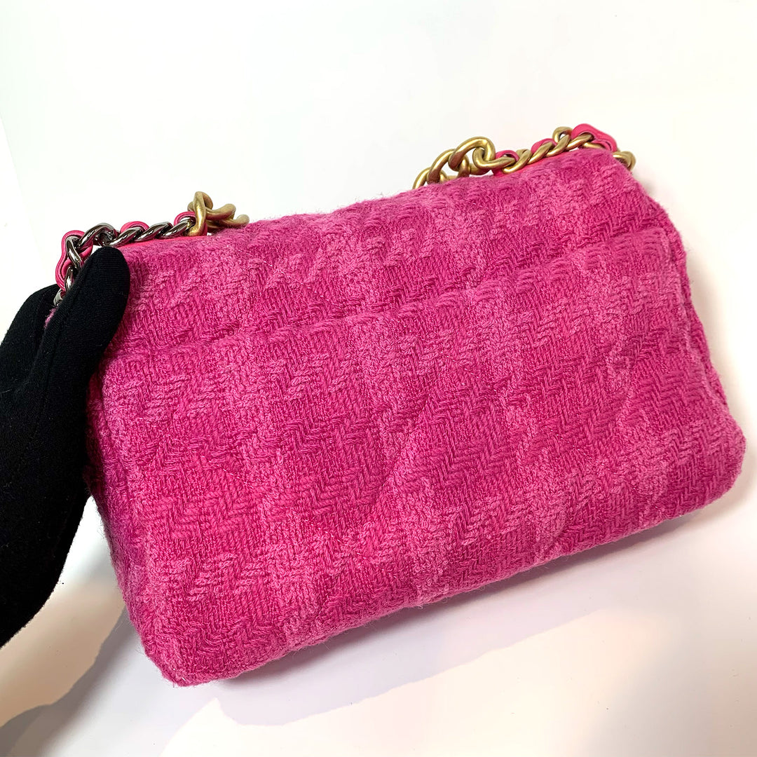 Chanel Medium 19 Flap Bag in Pink Tweed with Mixed Hardware