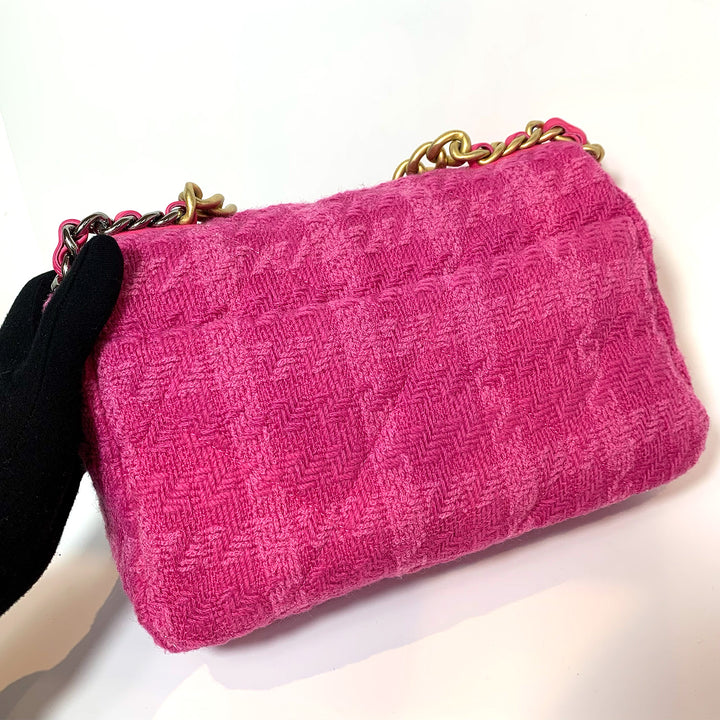 Chanel Medium 19 Flap Bag in Pink Tweed with Mixed Hardware