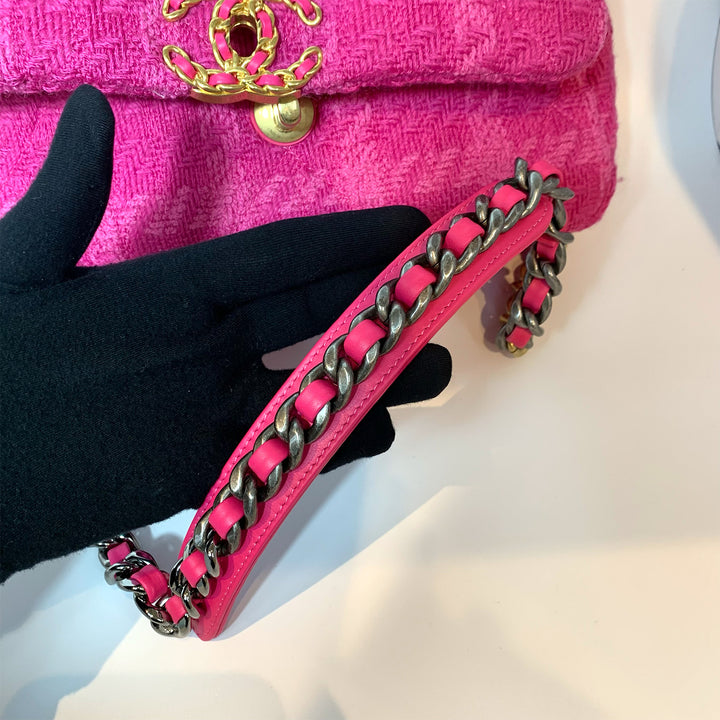 Chanel Medium 19 Flap Bag in Pink Tweed with Mixed Hardware