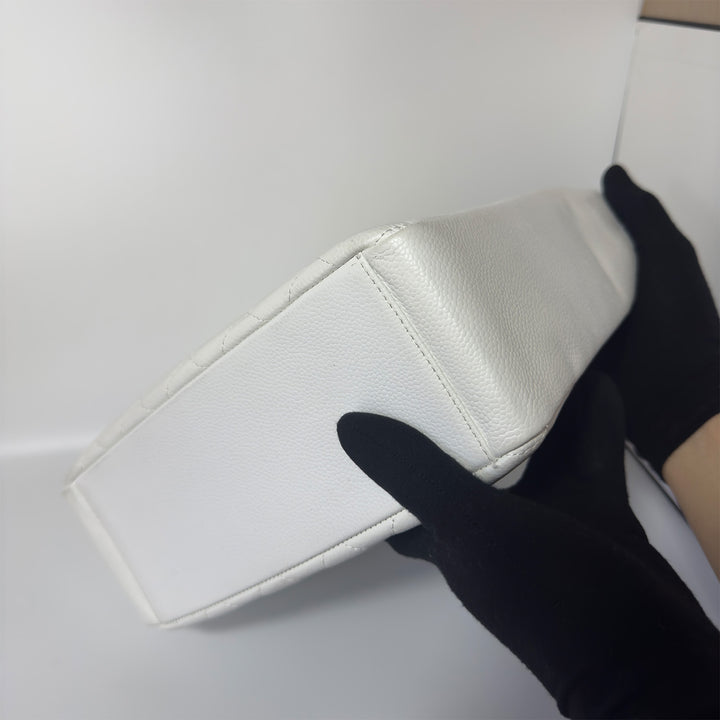 Chanel White Caviar Petite Shopping Tote Bag