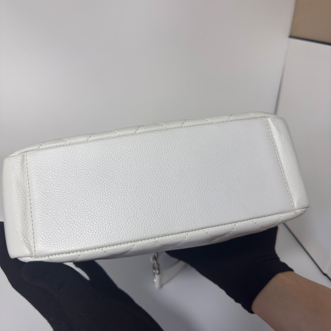 Chanel White Caviar Petite Shopping Tote Bag