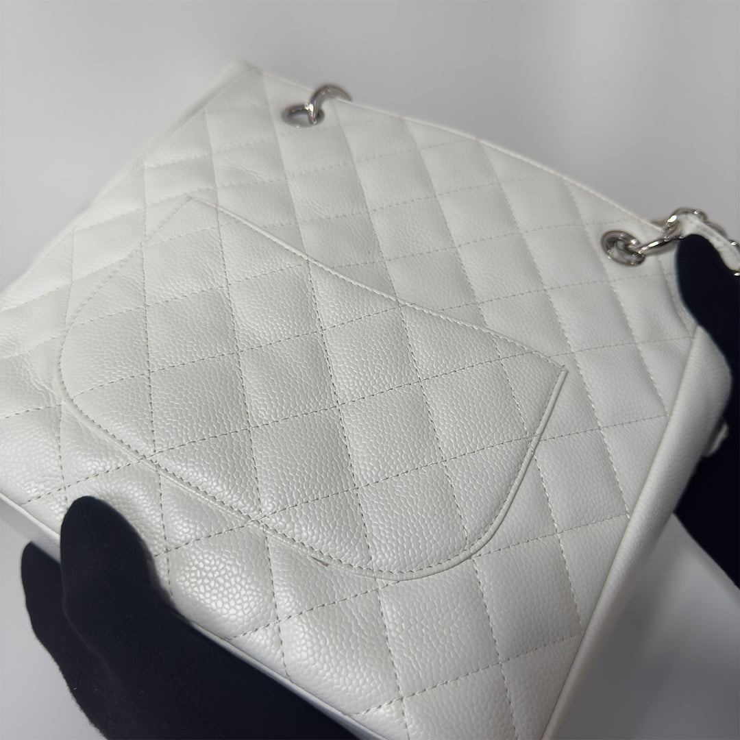 Chanel White Caviar Petite Shopping Tote Bag