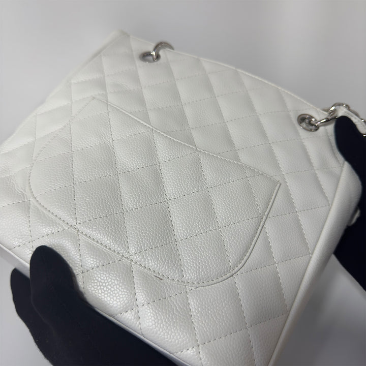 Chanel White Caviar Petite Shopping Tote Bag
