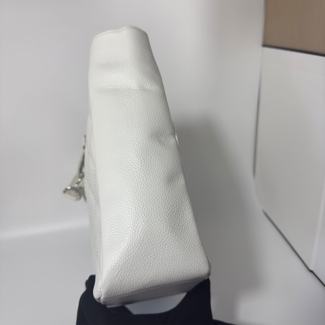 Chanel White Caviar Petite Shopping Tote Bag