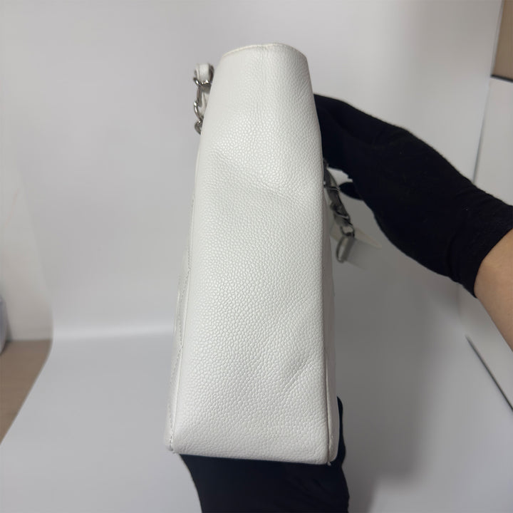 Chanel White Caviar Petite Shopping Tote Bag
