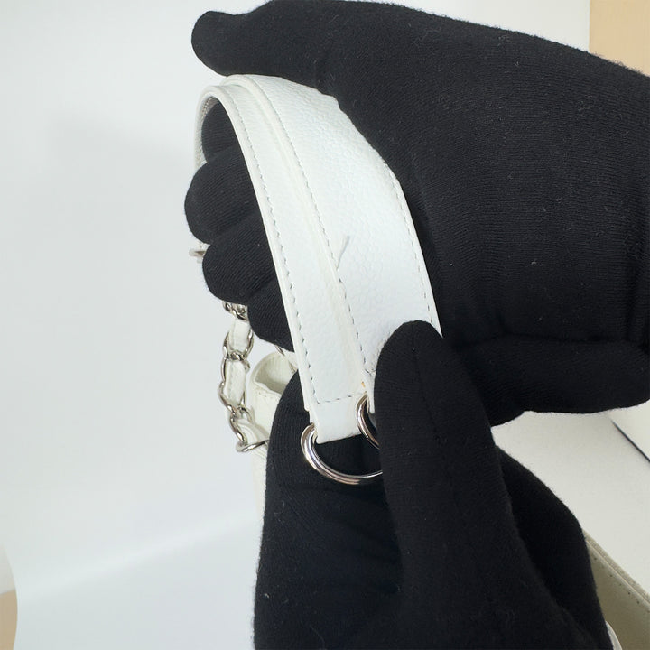Chanel White Caviar Petite Shopping Tote Bag