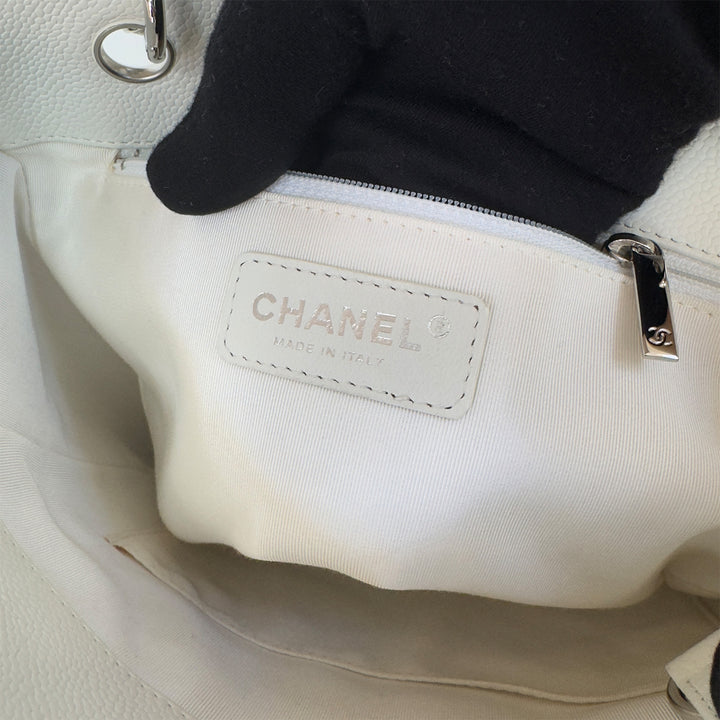 Chanel White Caviar Petite Shopping Tote Bag