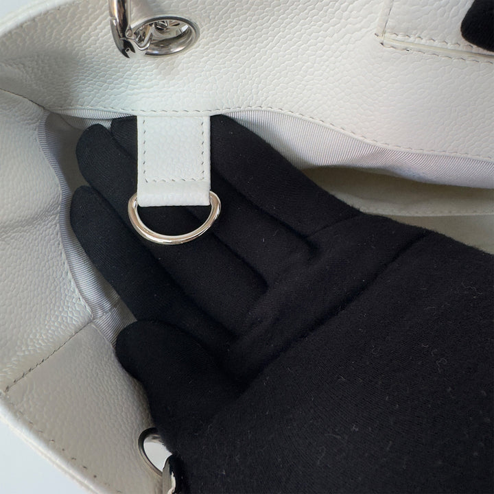 Chanel White Caviar Petite Shopping Tote Bag