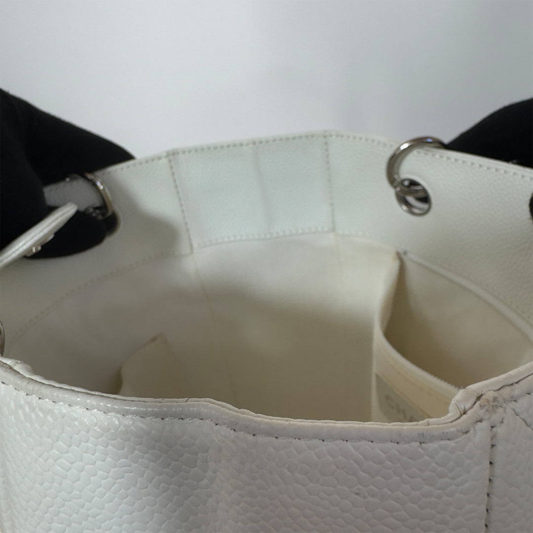 Chanel White Caviar Petite Shopping Tote Bag
