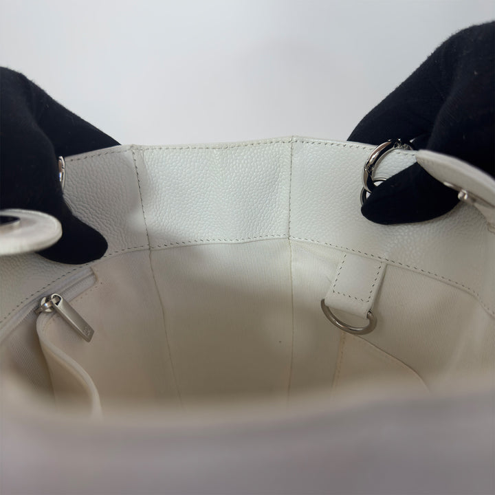 Chanel White Caviar Petite Shopping Tote Bag