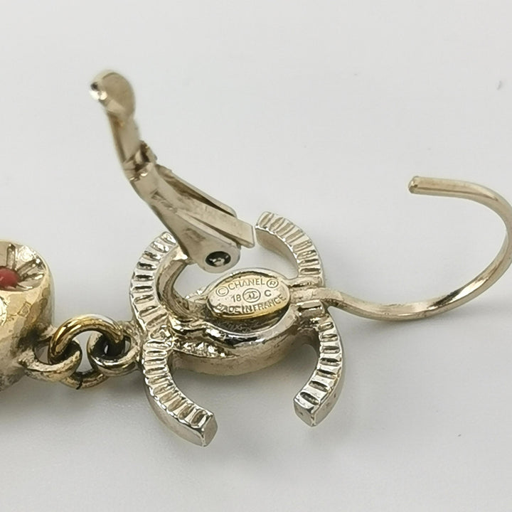Chanel Gold Owl Dangle Pierced Earrings