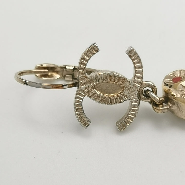 Chanel Gold Owl Dangle Pierced Earrings