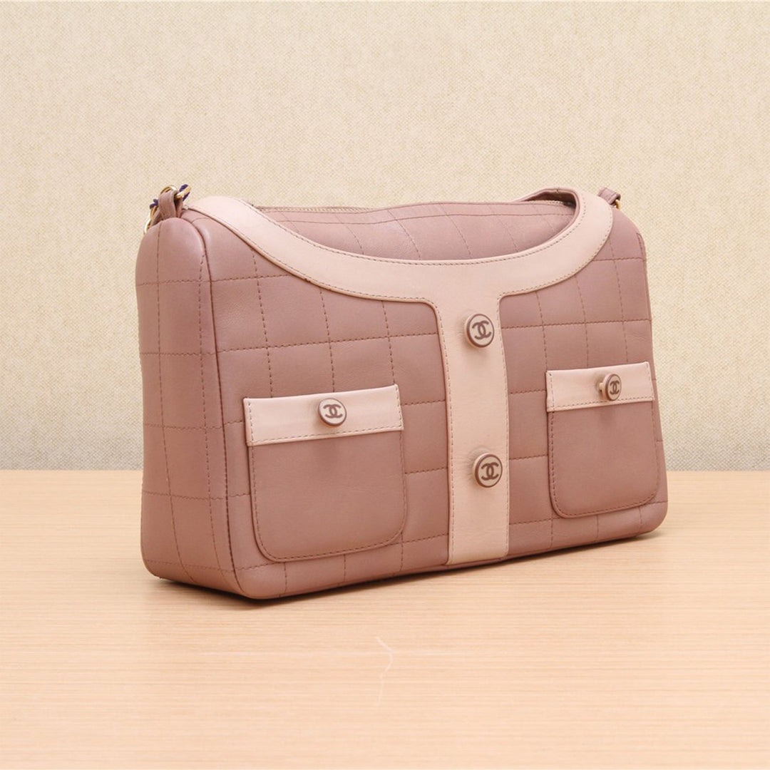 Chanel Calfskin Quilted Mademoiselle Jacket Shoulder Bag Dusty Pink