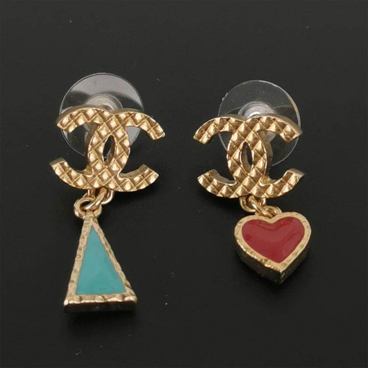 Chanel Earrings Golden Metallic