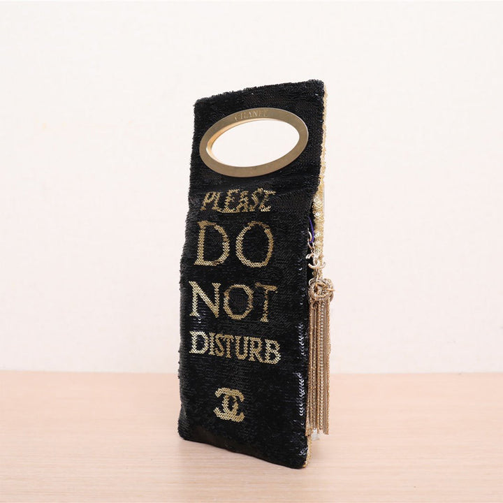 Chanel Paris-Cosmopolite Do Not Disturb Minaudiere in Black and Gold Sequin with Gold Hardware