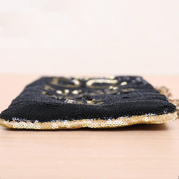 Chanel Paris-Cosmopolite Do Not Disturb Minaudiere in Black and Gold Sequin with Gold Hardware