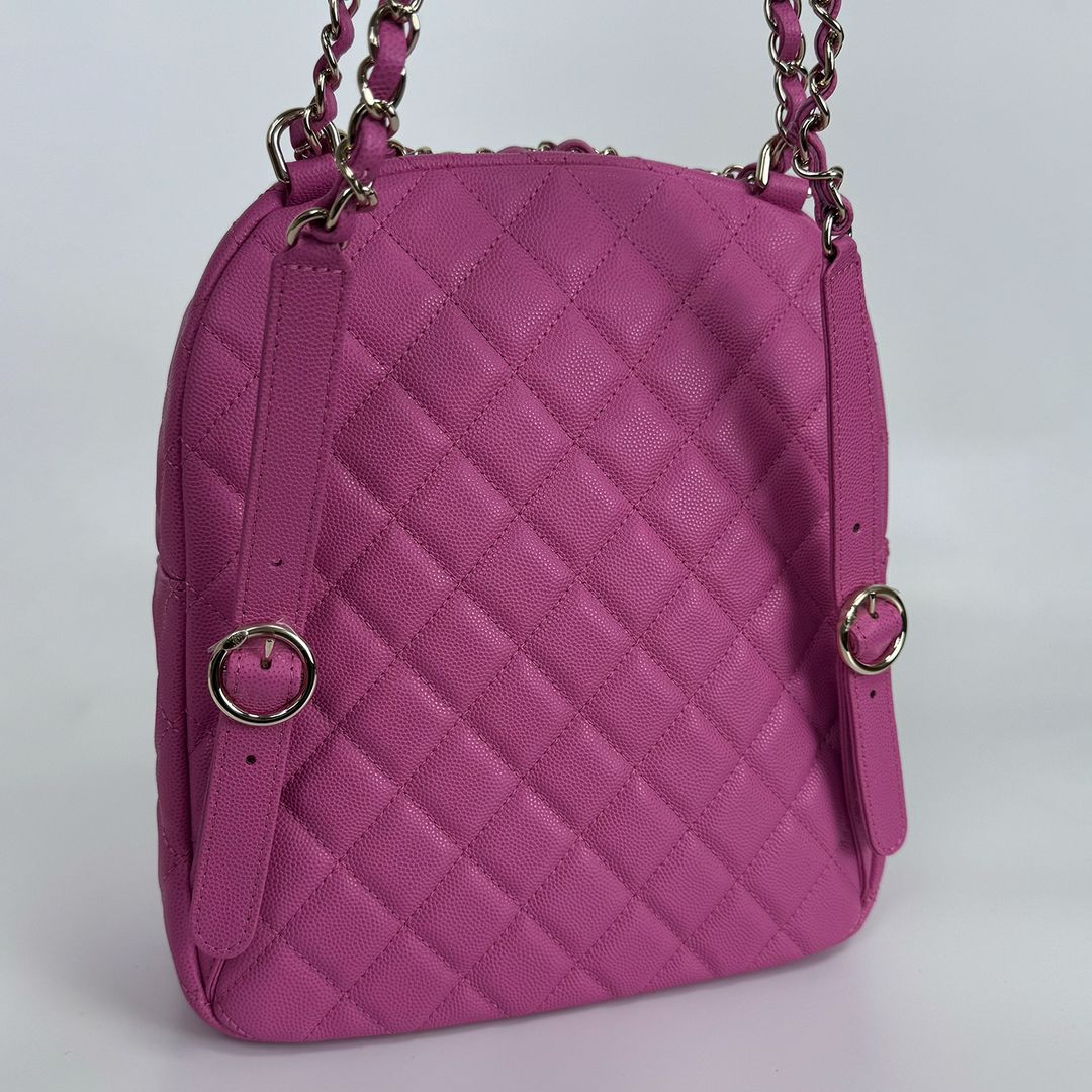 Chanel Medium CC Day Backpack in Pink Caviar Leather with Light Gold Hardware