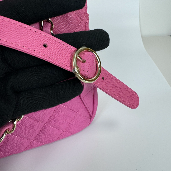 Chanel Medium CC Day Backpack in Pink Caviar Leather with Light Gold Hardware