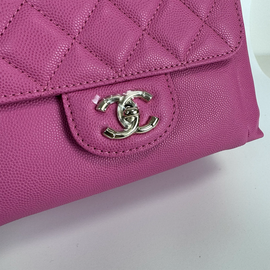 Chanel Medium CC Day Backpack in Pink Caviar Leather with Light Gold Hardware