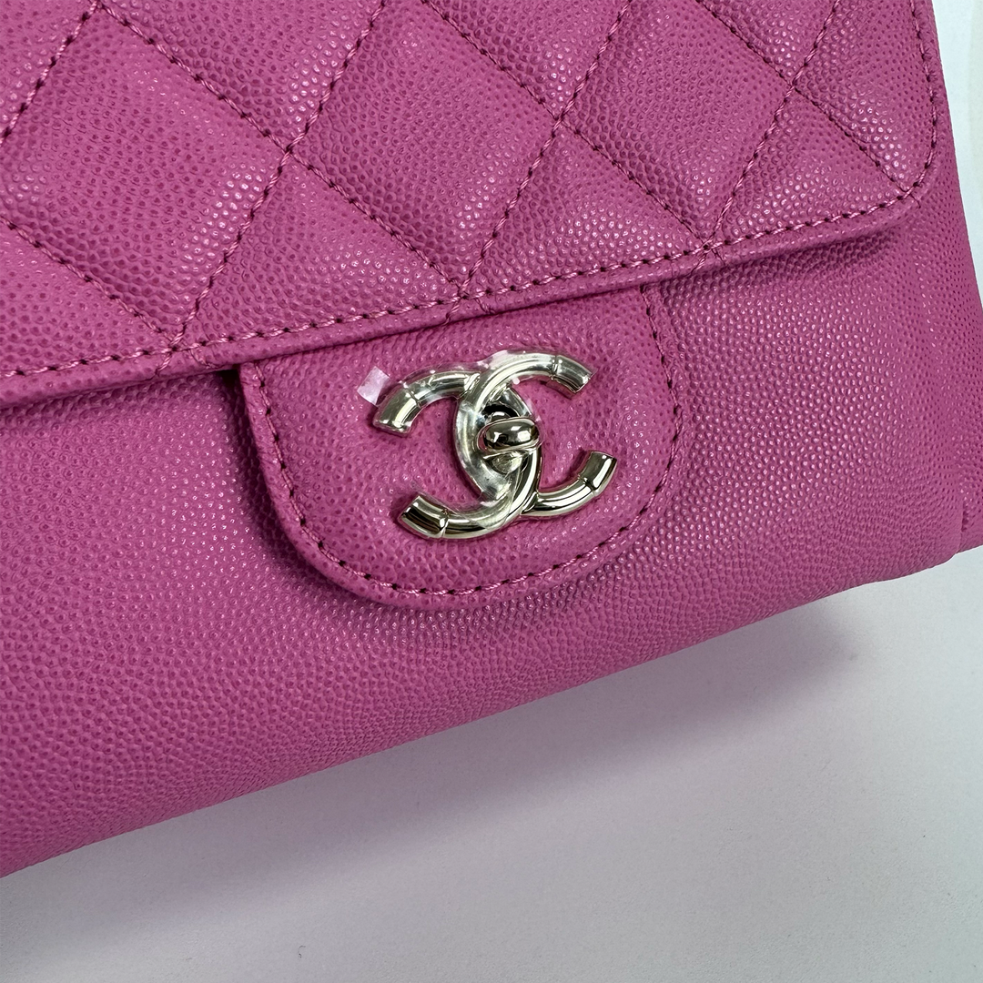 Chanel Medium CC Day Backpack in Pink Caviar Leather with Light Gold Hardware