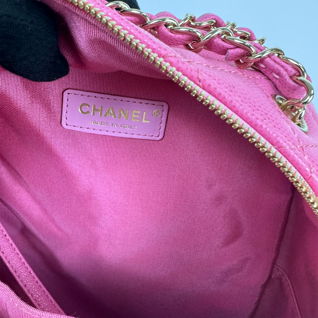 Chanel Medium CC Day Backpack in Pink Caviar Leather with Light Gold Hardware