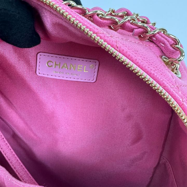 Chanel Medium CC Day Backpack in Pink Caviar Leather with Light Gold Hardware