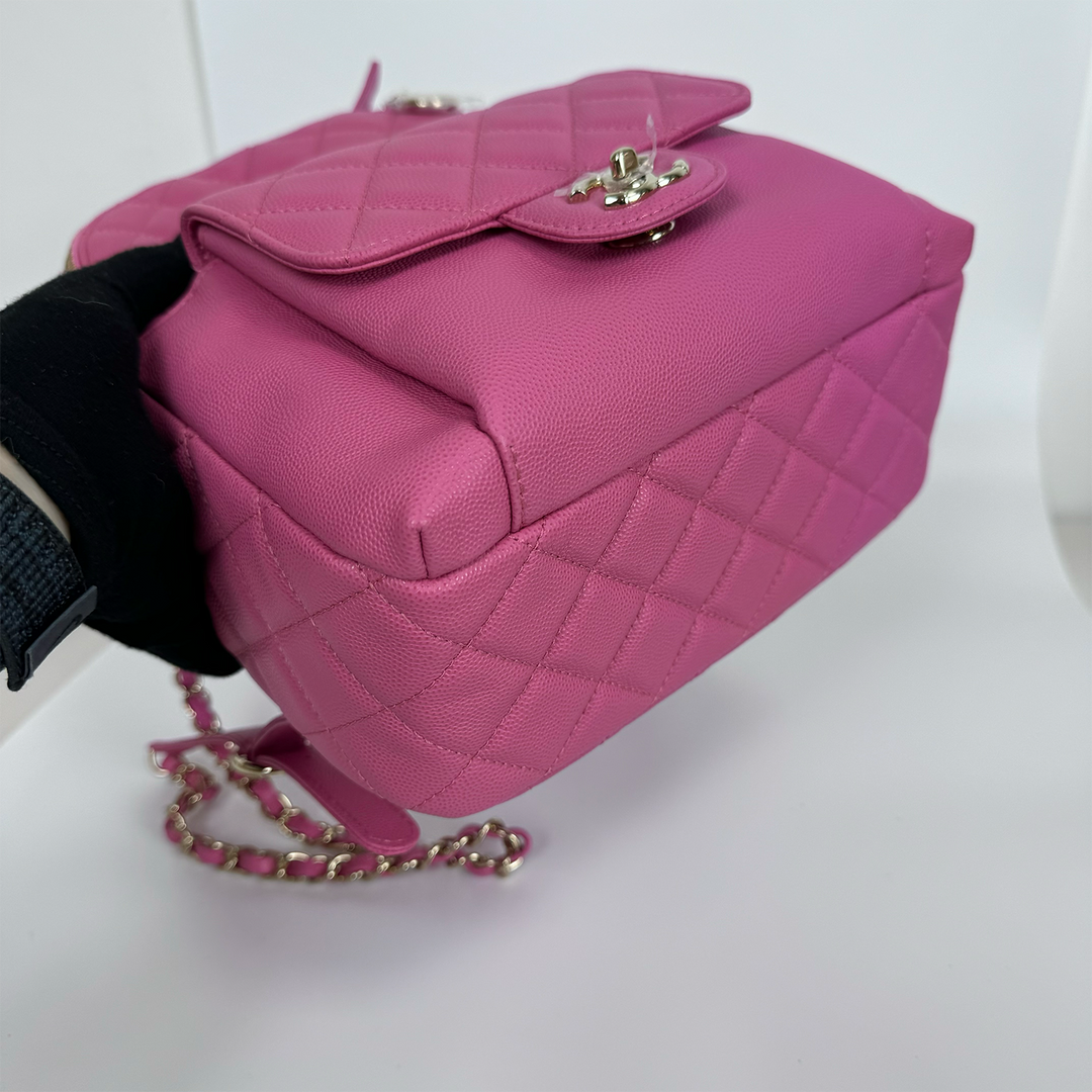 Chanel Medium CC Day Backpack in Pink Caviar Leather with Light Gold Hardware