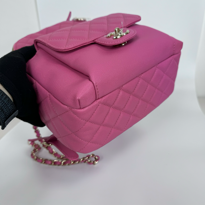 Chanel Medium CC Day Backpack in Pink Caviar Leather with Light Gold Hardware