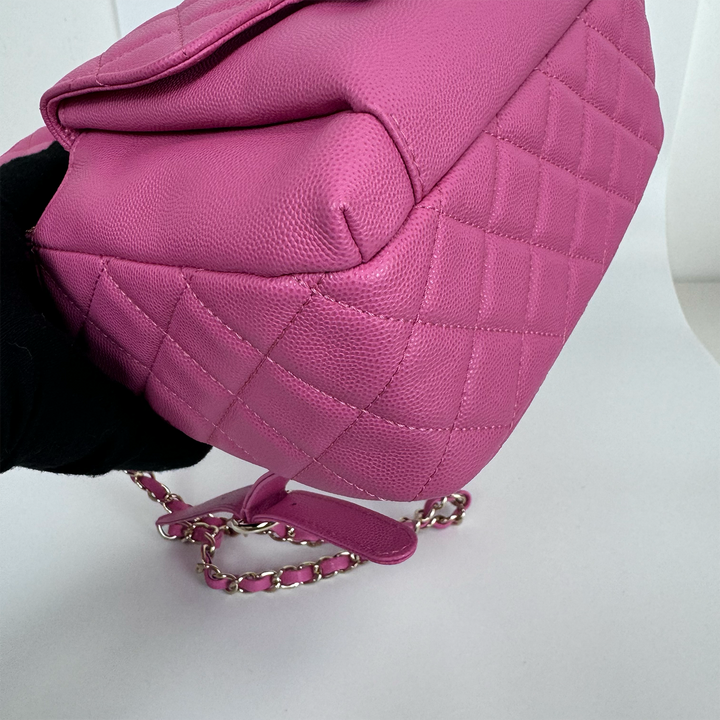 Chanel Medium CC Day Backpack in Pink Caviar Leather with Light Gold Hardware