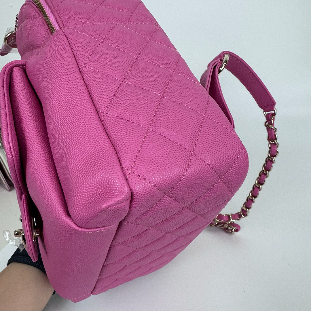 Chanel Medium CC Day Backpack in Pink Caviar Leather with Light Gold Hardware