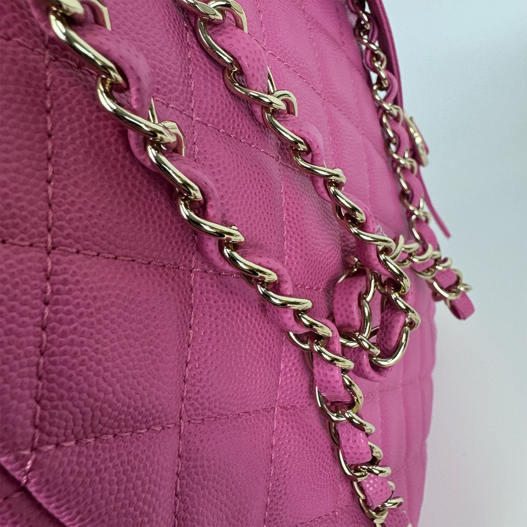 Chanel Medium CC Day Backpack in Pink Caviar Leather with Light Gold Hardware