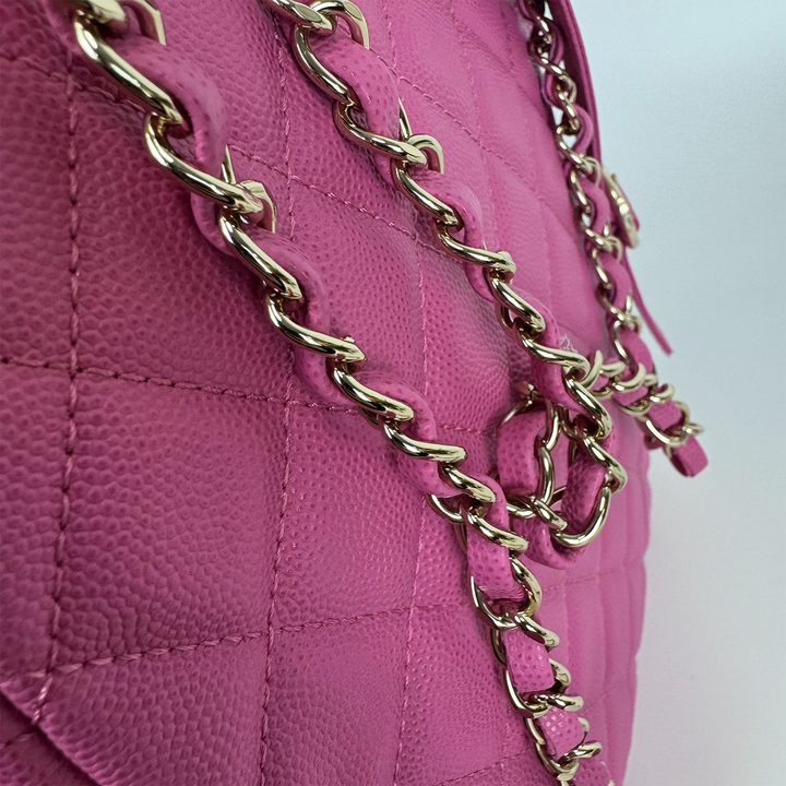 Chanel Medium CC Day Backpack in Pink Caviar Leather with Light Gold Hardware